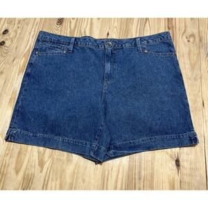 Vintage y2k Faded Glory Medium Wash Blue Jeans Mom Shorts Women's 16W 6” inseam